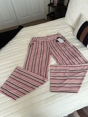 Robert Louis Pink and Black Striped Wide Leg Pants